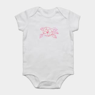 Shrub Rose Watercolor Line Drawing Baby Bodysuit